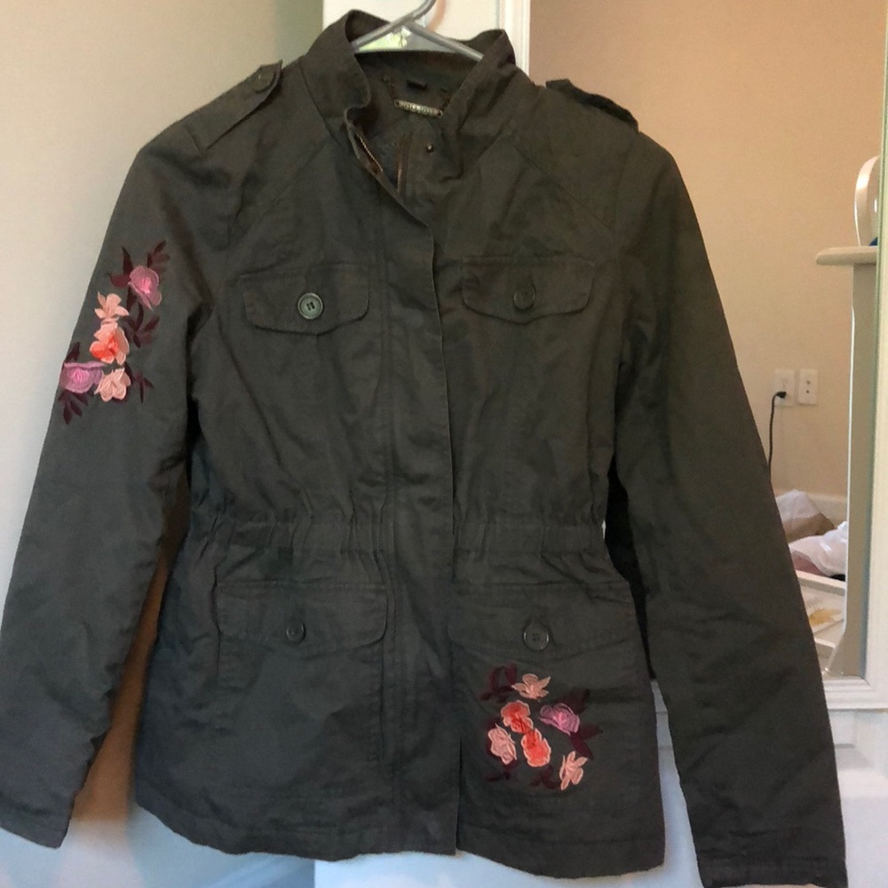 Stitched flower bomber jacket